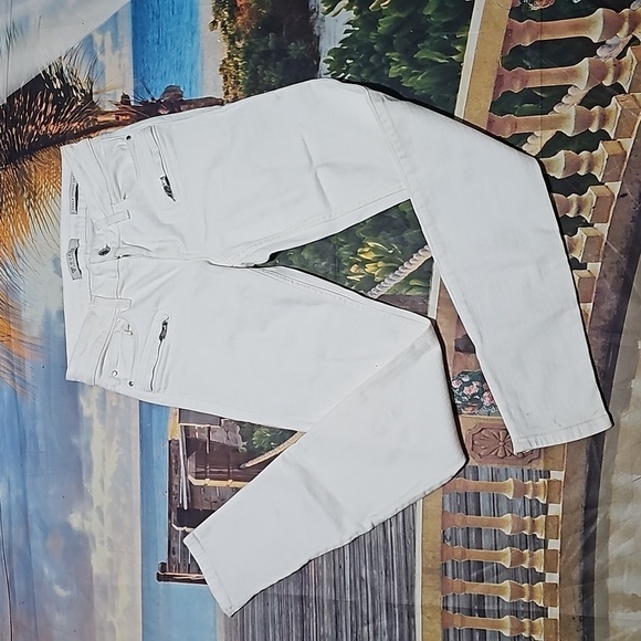 Guess Zippered Ankle Power Skinny Low White Jeans Size 25 - Picture 1 of 5